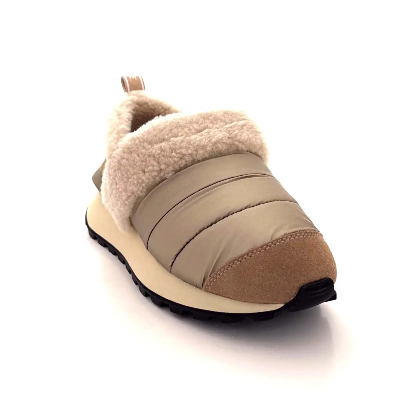 Voile Blanche 4D67 Pelle scamosciata nocciola Nylon beige effetto pelle di pecora Ivoire Chaussures