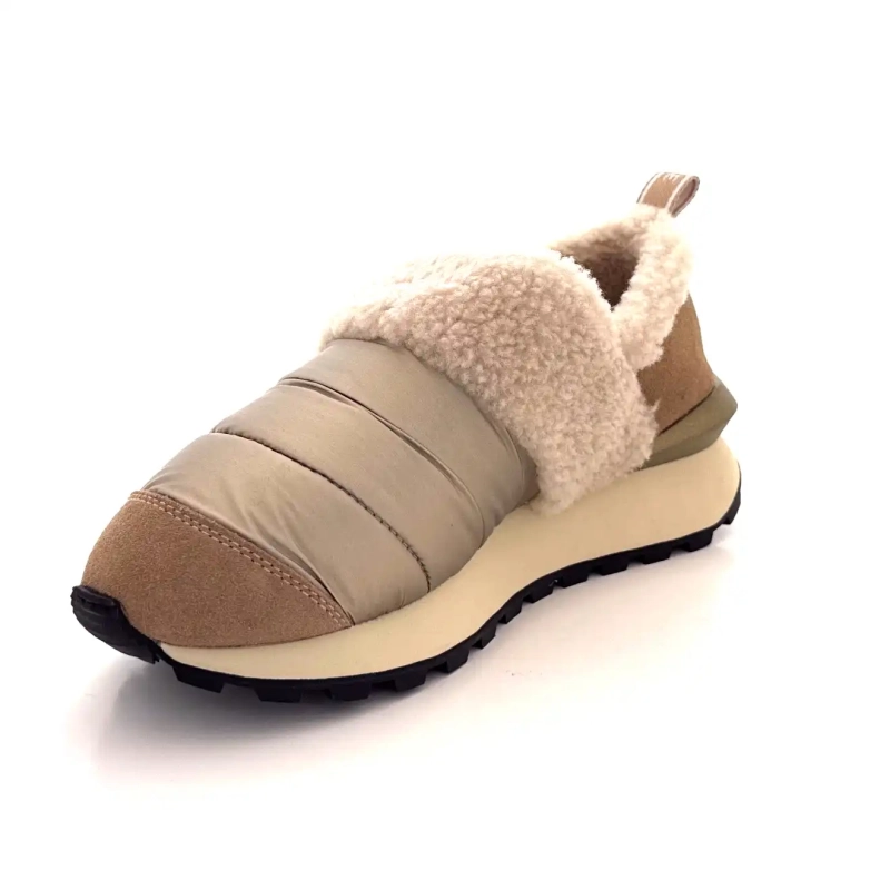 Voile Blanche 4D67 Hasselnøtt Semsket Nylon Beige Saueskinnseffekt Ivoire Chaussures