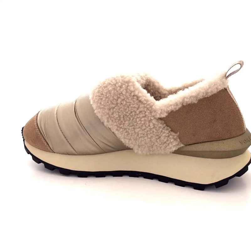 Voile Blanche 4D67 Camurça Avelã Nylon Bege Efeito Pele de Carneiro Ivoire Chaussures