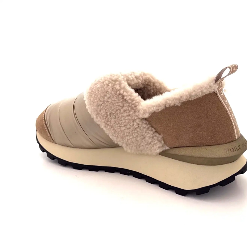 Voile Blanche 4D67 Camurça Avelã Nylon Bege Efeito Pele de Carneiro Ivoire Chaussures