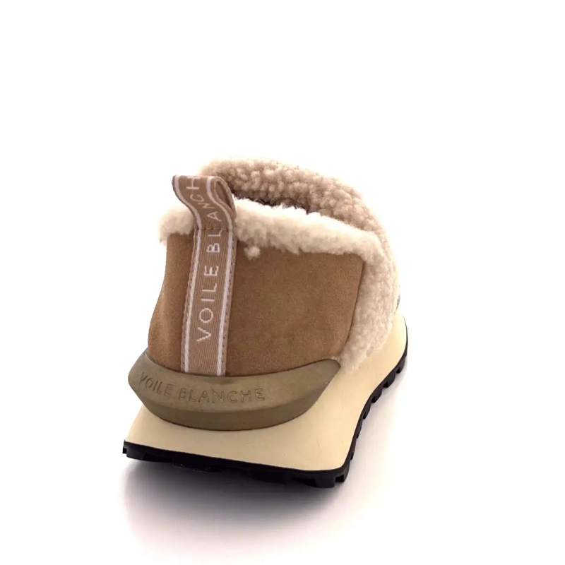 Voile Blanche 4D67 Hasselnötsmocka Nylon Beige Fårskinnseffekt Ivoire Chaussures