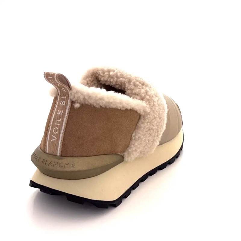 Voile Blanche 4D67 Camurça Avelã Nylon Bege Efeito Pele de Carneiro Ivoire Chaussures