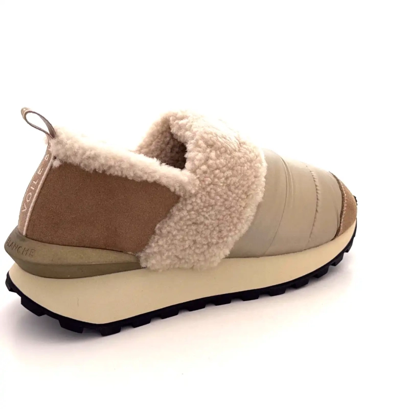 Voile Blanche 4D67 Hasselnötsmocka Nylon Beige Fårskinnseffekt Ivoire Chaussures