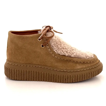 BLG 86 08343 Mogyoróbarna báránybőr hatású velúr Ivoire Chaussures