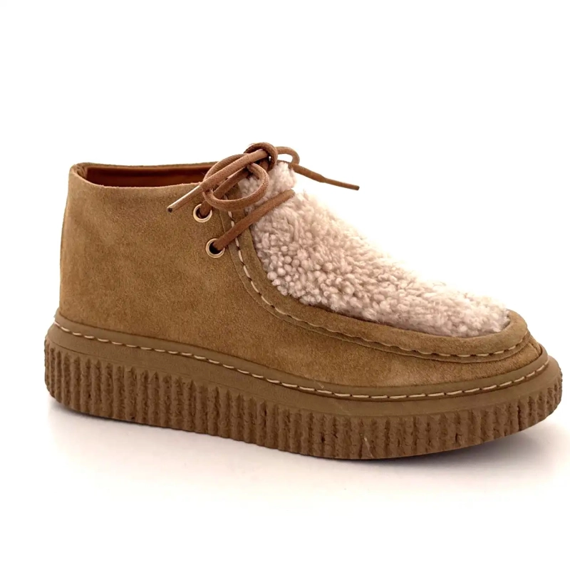 BLG 86 08343 Mogyoróbarna báránybőr hatású velúr Ivoire Chaussures