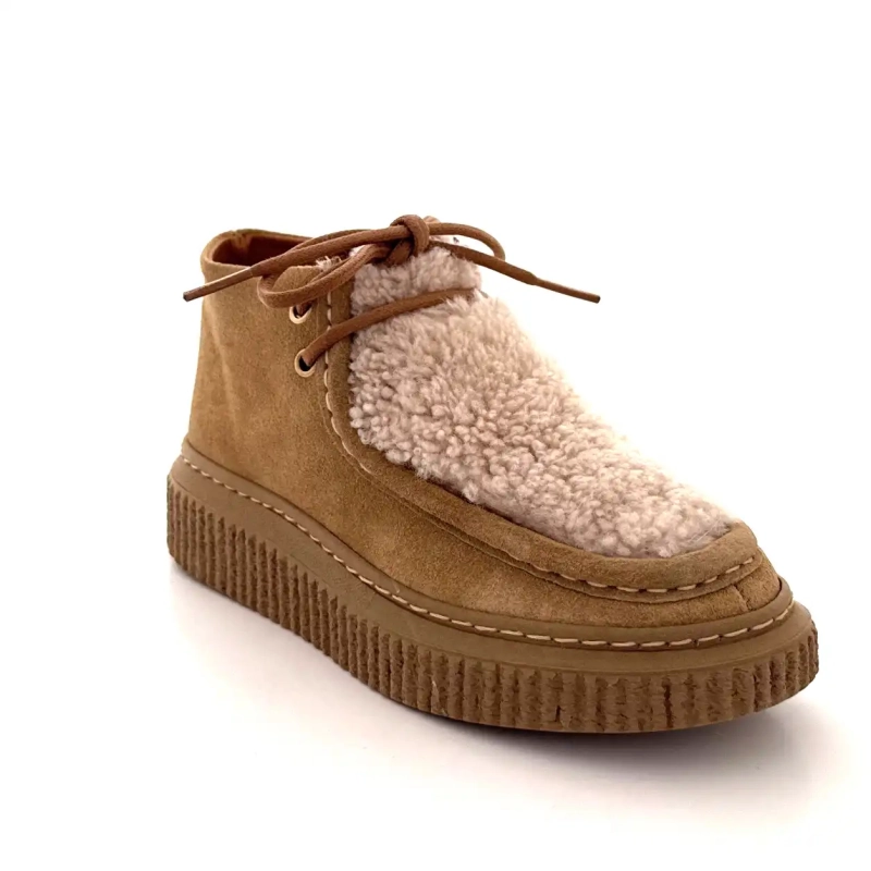 BLG 86 08343 Hazelnut Suede Sheepskin Effect Ivoire Chaussures
