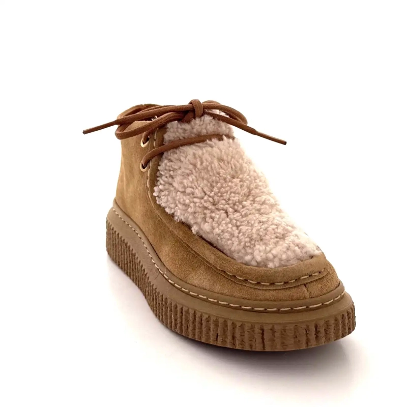 BLG 86 08343 Mogyoróbarna báránybőr hatású velúr Ivoire Chaussures