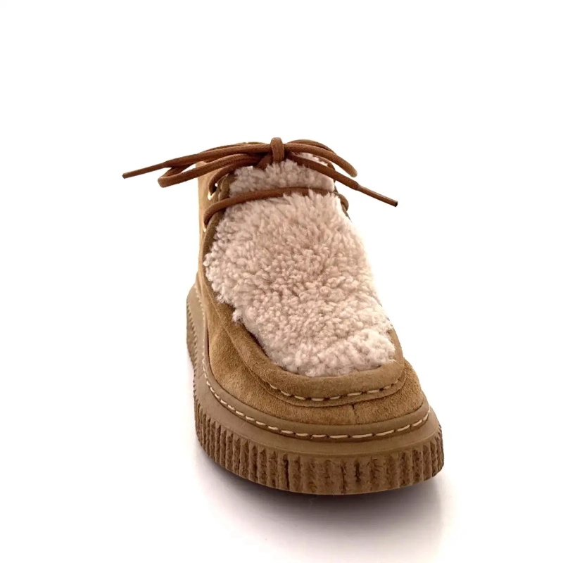 BLG 86 08343 Hazelnut Suede Sheepskin Effect Ivoire Chaussures