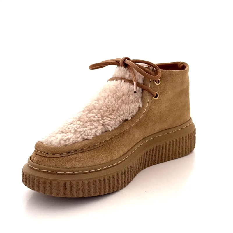 BLG 86 08343 Suède Noisette Effet Mouton Ivoire Chaussures