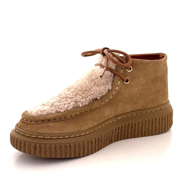 BLG 86 08343 Piele întoarsă cu efect de piele de oaie, culoare alună Ivoire Chaussures