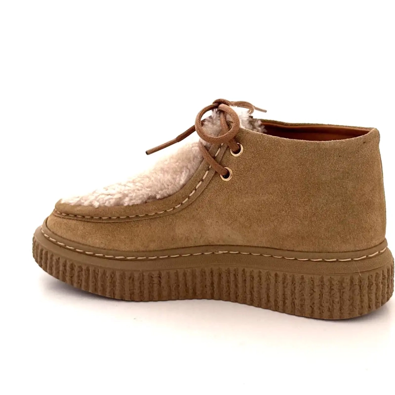 BLG 86 08343 Zamsz orzechowy efekt skóry owczej Ivoire Chaussures