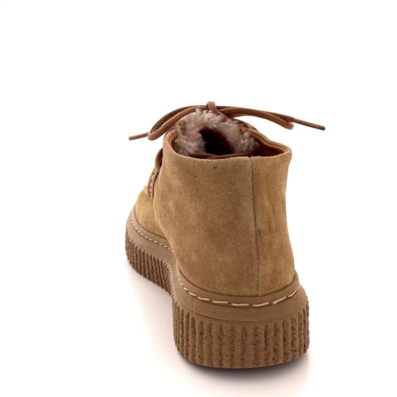 BLG 86 08343 Hasselnøtt semsket skinn med saueskinneffekt Ivoire Chaussures