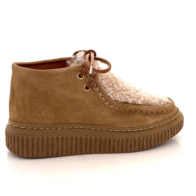 BLG 86 08343 Piele întoarsă cu efect de piele de oaie, culoare alună Ivoire Chaussures