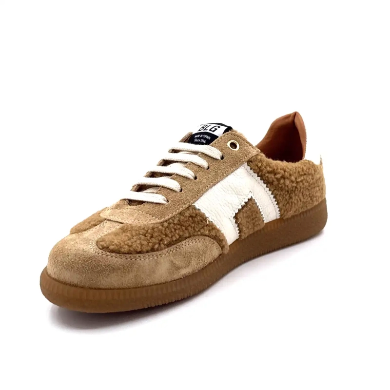 BLG 86 08325 Crèmekleurig leer Hazelnoot Suède Bruin Schapenvacht Effect Ivoire Chaussures