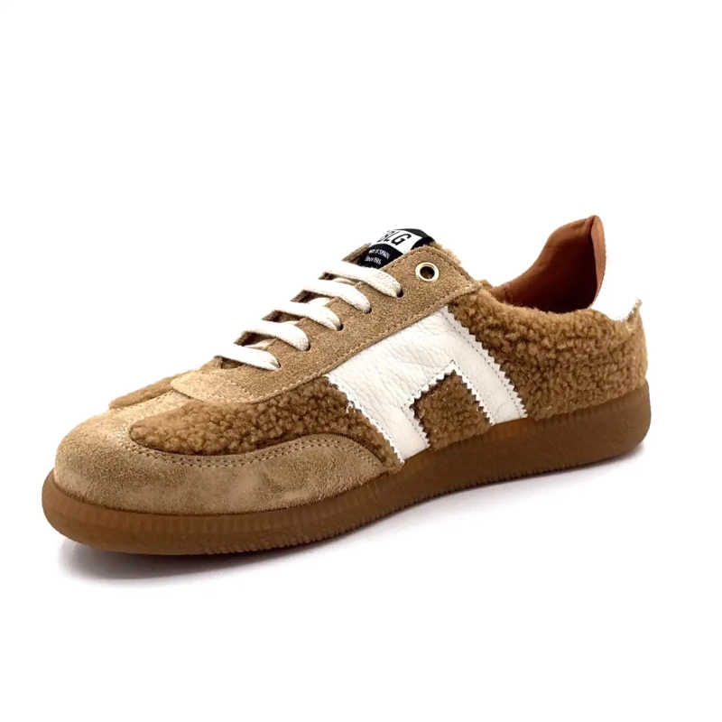 BLG 86 08325 Crèmekleurig leer Hazelnoot Suède Bruin Schapenvacht Effect Ivoire Chaussures