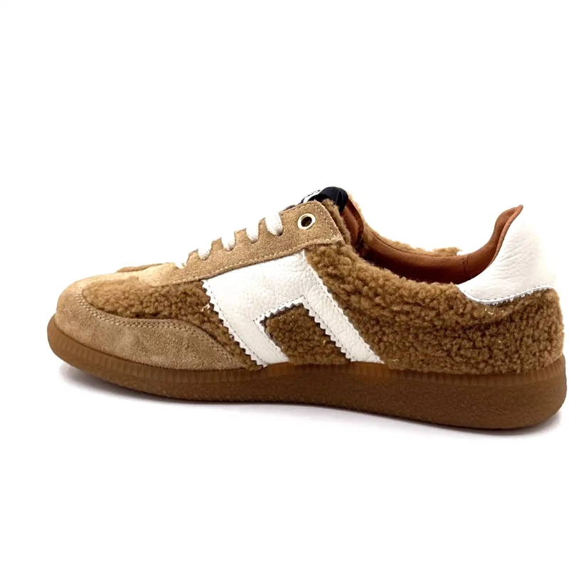 BLG 86 08325 Cremefarvet læder Hasselnød Ruskind Brun Fåreskindseffekt Ivoire Chaussures