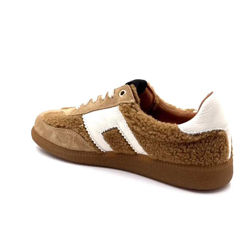 BLG 86 08325 Cremefarvet læder Hasselnød Ruskind Brun Fåreskindseffekt Ivoire Chaussures