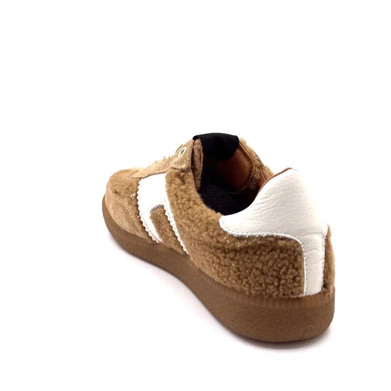 BLG 86 08325 Cream Leather Hazelnut Suede Brown Sheepskin Effect Ivoire Chaussures