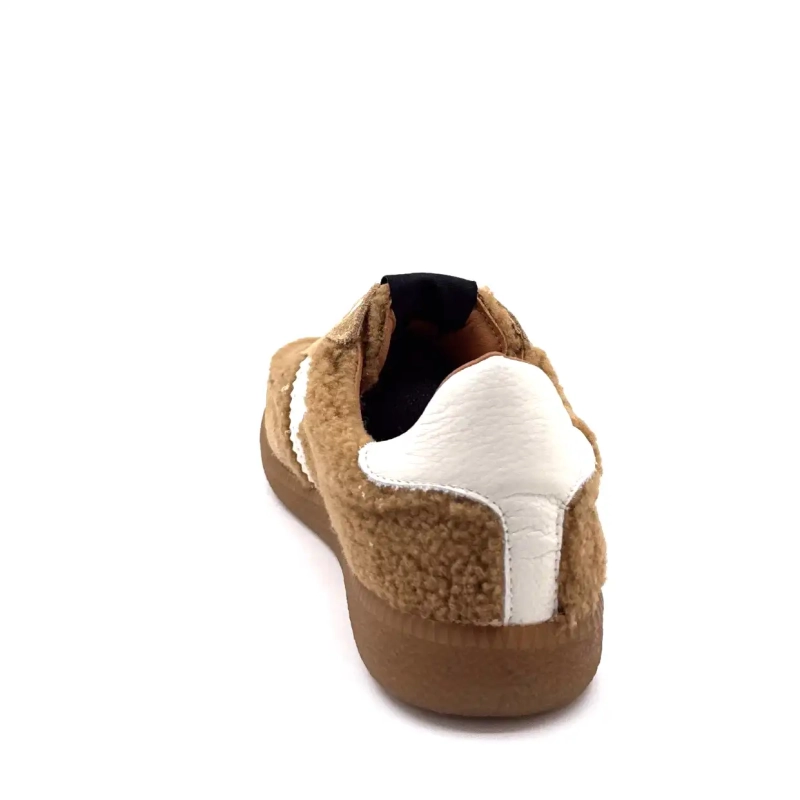 BLG 86 08325 Couro Creme Avelã Camurça Marrom Efeito Pele de Carneiro Ivoire Chaussures