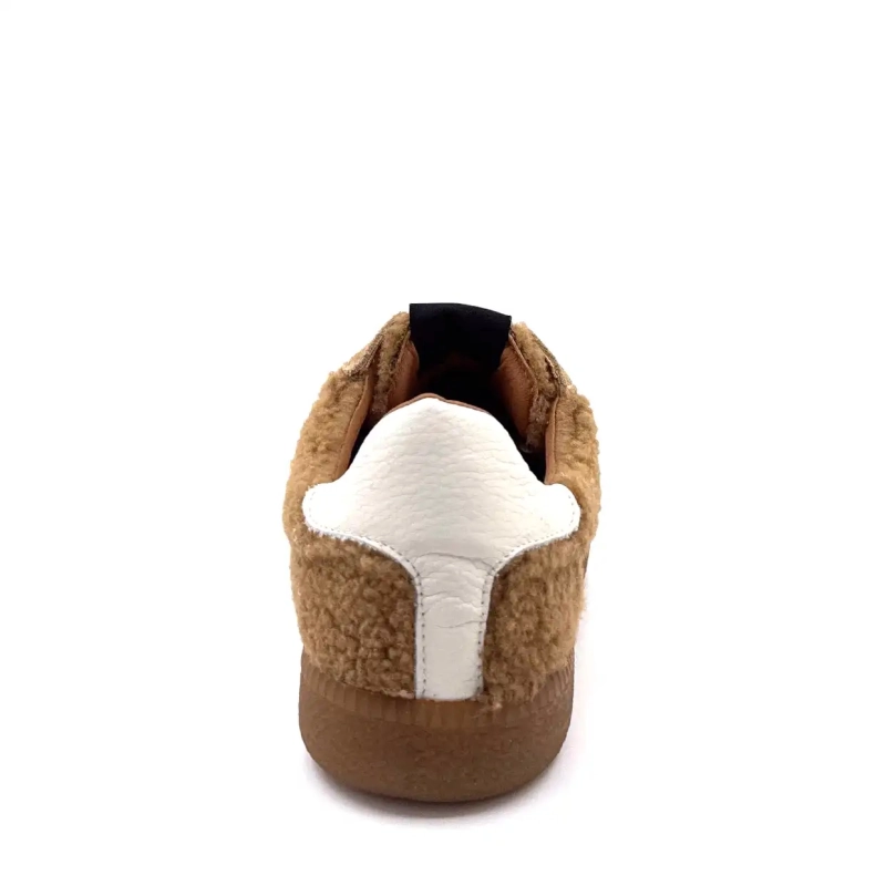 BLG 86 08325 Couro Creme Avelã Camurça Marrom Efeito Pele de Carneiro Ivoire Chaussures