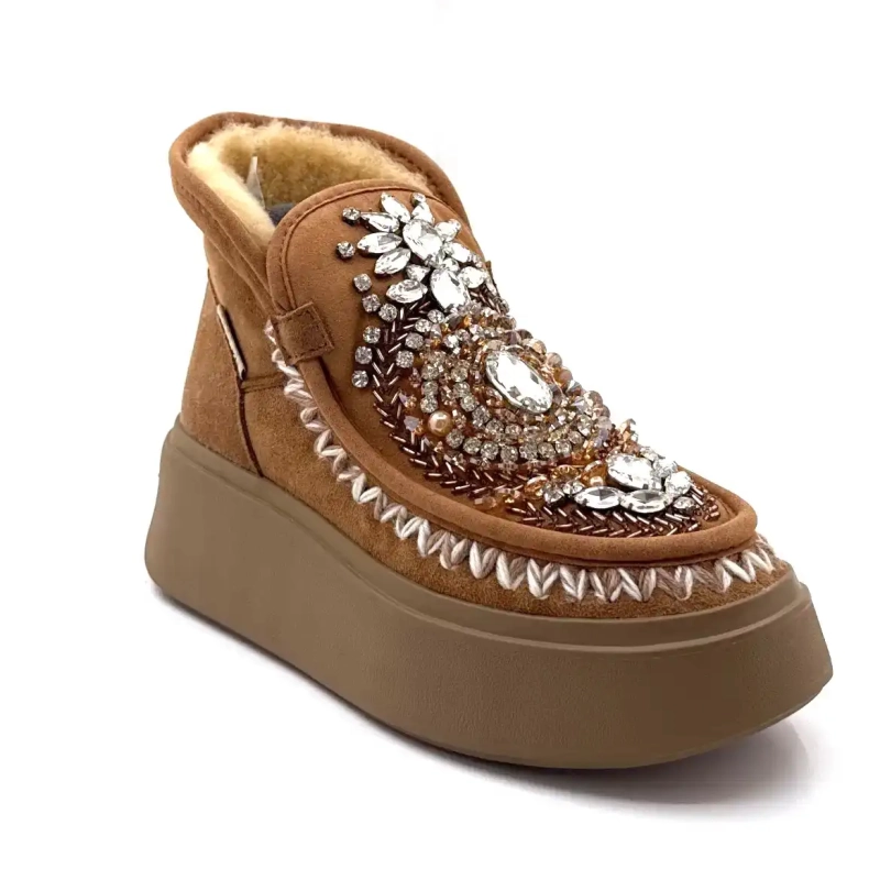 Nan Ku Dfh08 barna bőr ékszer Ivoire Chaussures