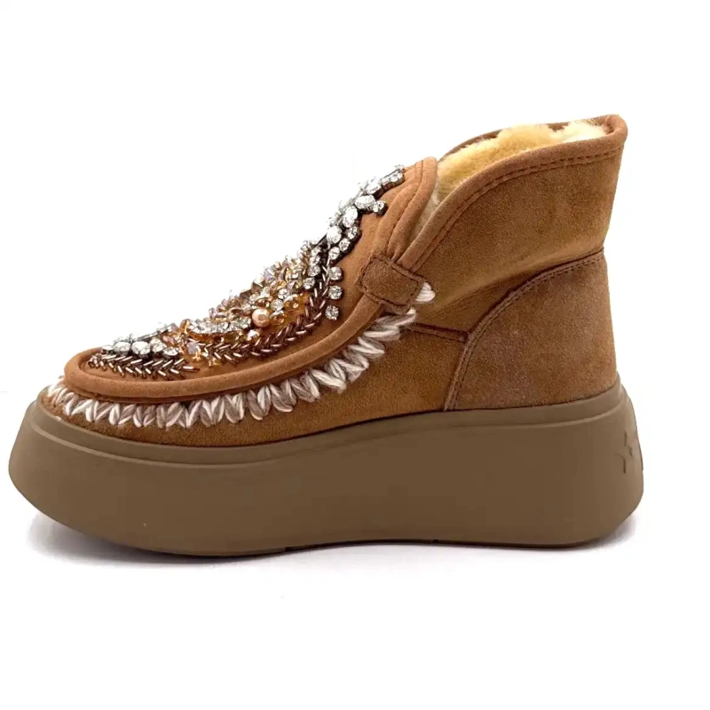 Nan Ku Dfh08 Brązowa skórzana biżuteria Ivoire Chaussures