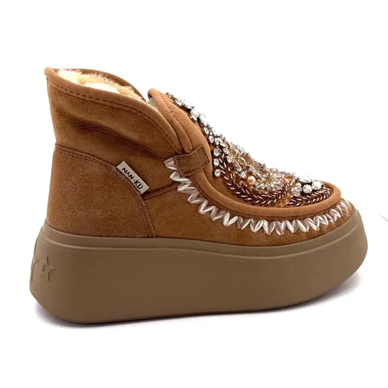 Nan Ku Dfh08 Gioielli in pelle marrone Ivoire Chaussures