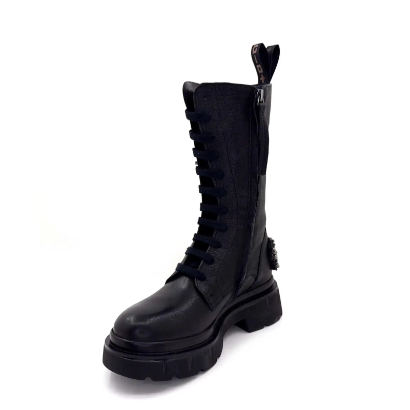 Gio+ Cora 12b Schwarzes Leder Ivoire Chaussures