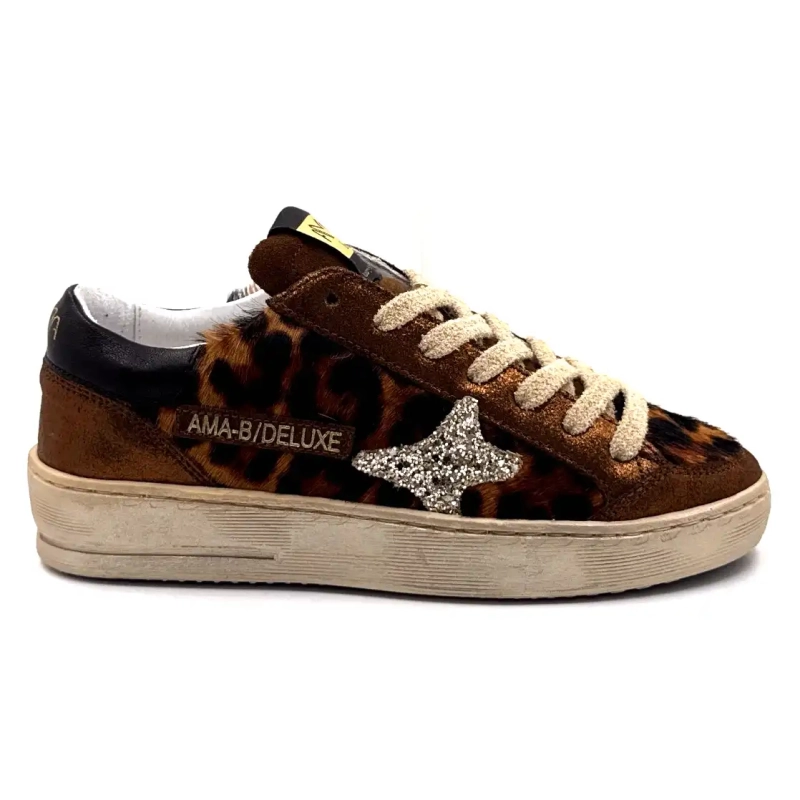 4347 Ama Brand Couro e Foal Bronze e Leão Ivoire Chaussures