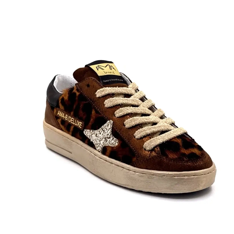 4347 Ama Brand Leer & Veulen Brons & Leo Ivoire Chaussures