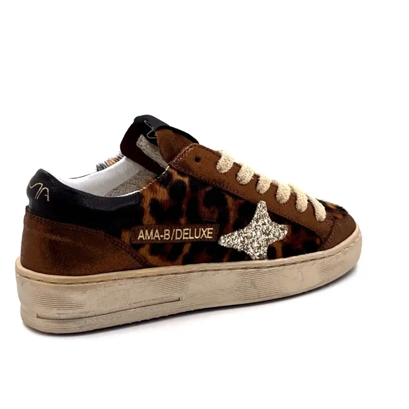 4347 Ama Brand Leder & Fohlen Bronze & Leo Ivoire Chaussures