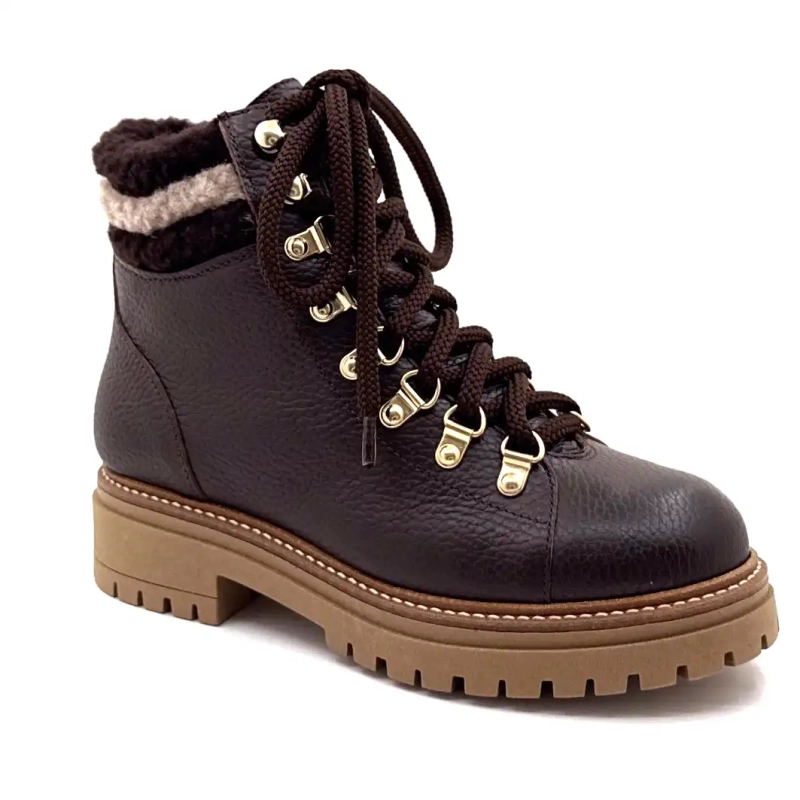 Elena 37953 Pelle Granulata Marrone Ivoire Chaussures