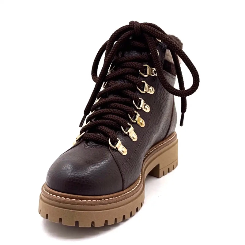 Elena 37953 Pelle Granulata Marrone Ivoire Chaussures