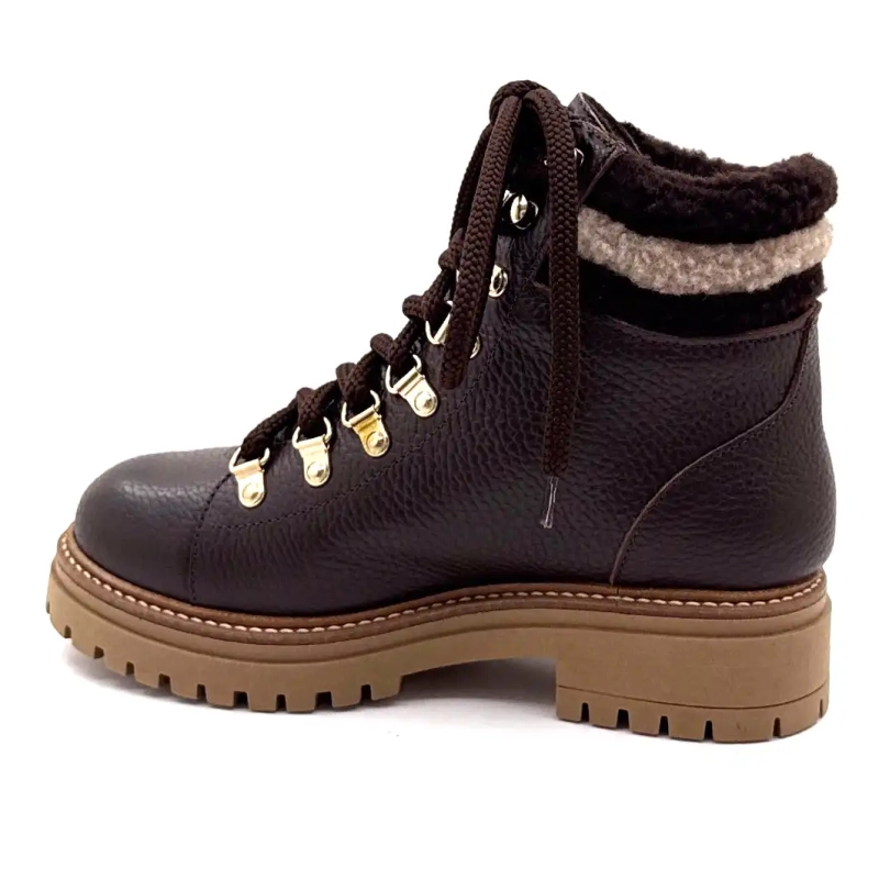 Elena 37953 Braunes genarbtes Leder Ivoire Chaussures