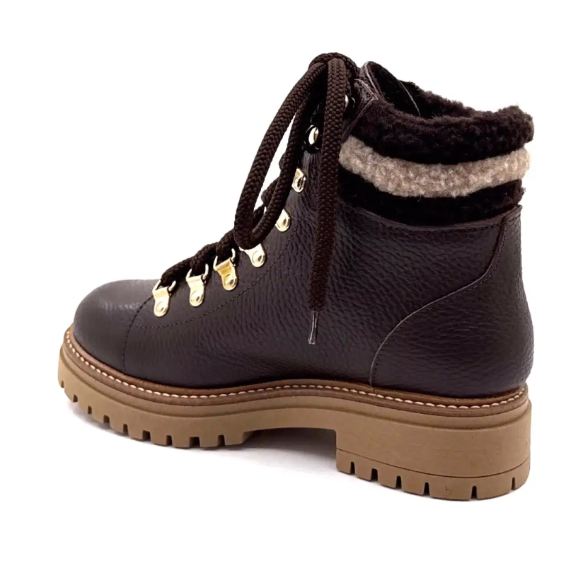 Elena 37953 Pelle Granulata Marrone Ivoire Chaussures