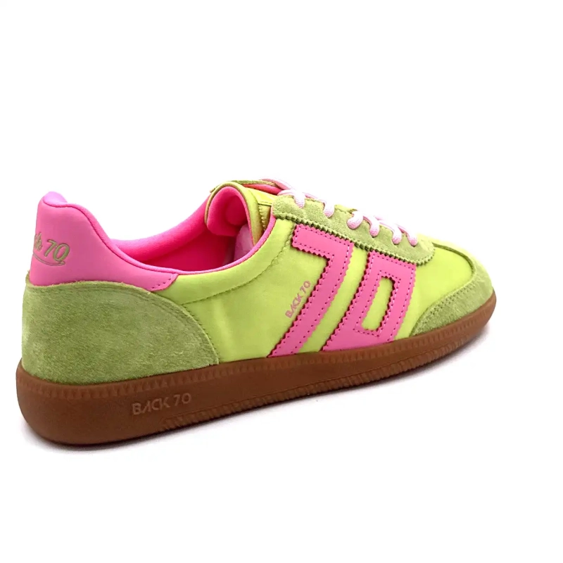 Back70 Ghost C26 Skinn, Semsket skinn og Tekstil Grønn og Rosa Ivoire Chaussures