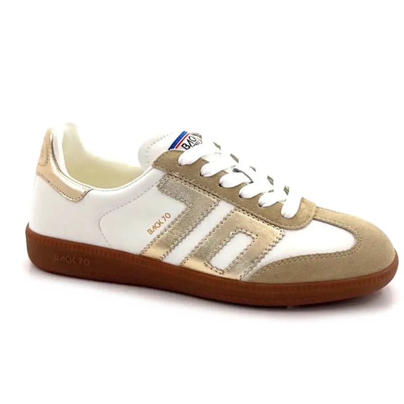 Back70 Cloud 2505-17 Läder & Mocka Vit & Guld Ivoire Chaussures