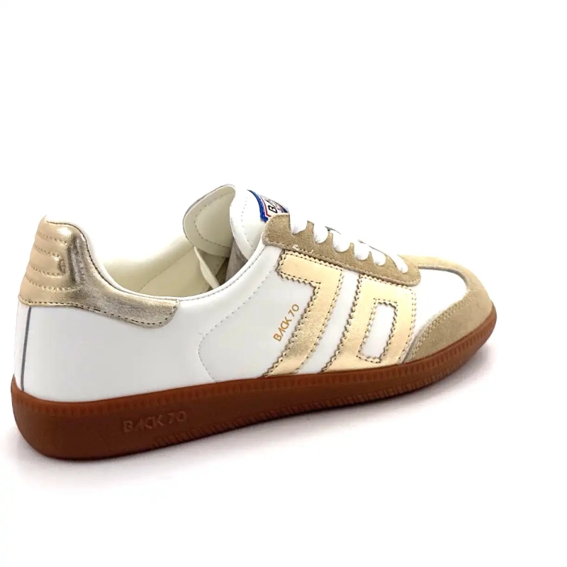 Back70 Cloud 2505-17 Leder & Wildleder Weiß & Gold Ivoire Chaussures
