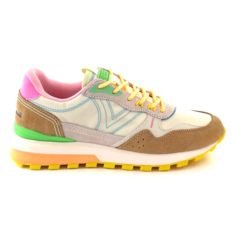 Victoria 1156114 Nylon și piele întoarsă bej multicolor Ivoire Chaussures