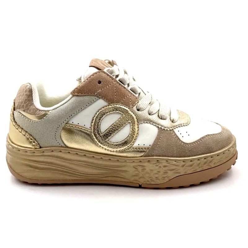No Name Tyler Court Skinn, Semsket skinn og tekstil Gull, Beige og Hvit Ivoire Chaussures