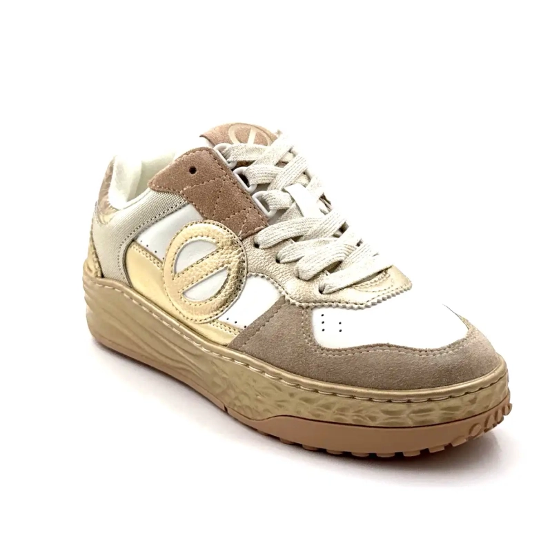 No Name Tyler Court Läder, Mocka & Textil Guld, Beige & Vit Ivoire Chaussures