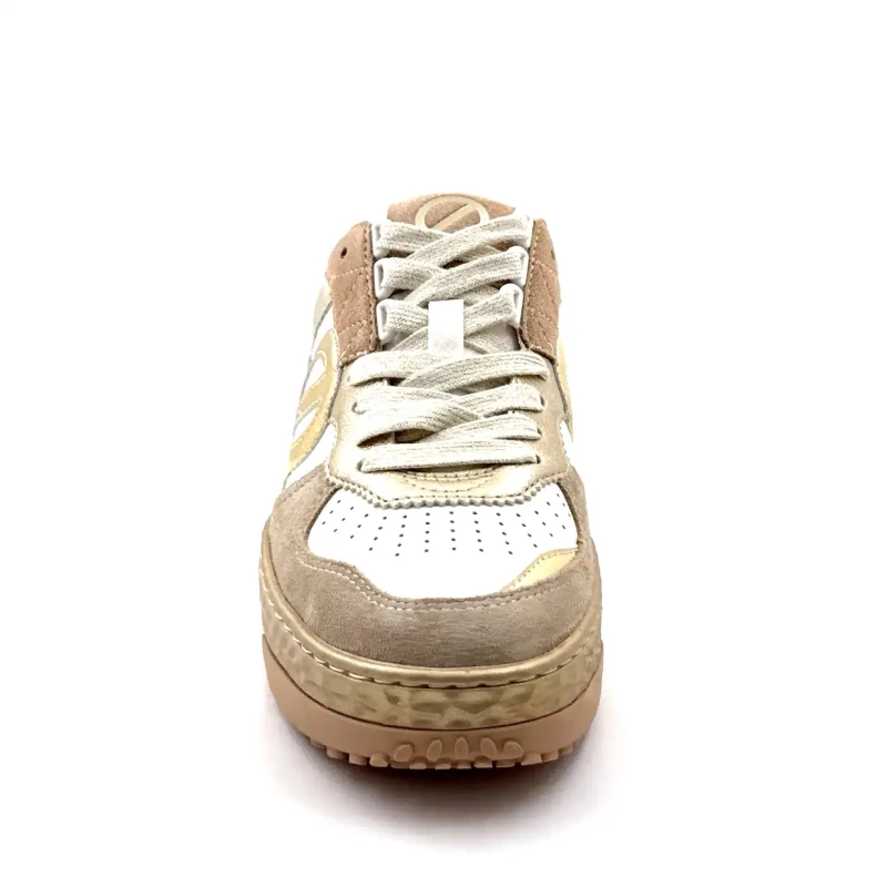 No Name Tyler Court Læder, Ruskind & Tekstil Guld, Beige & Hvid Ivoire Chaussures