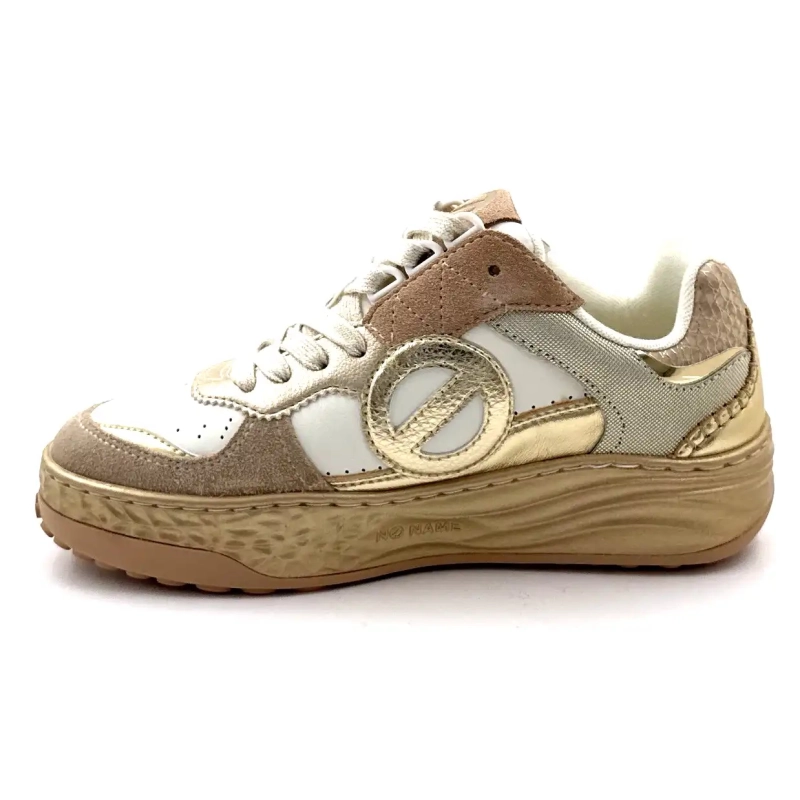 No Name Tyler Court Leder, Wildleder & Textil Gold, Beige & Weiß Ivoire Chaussures