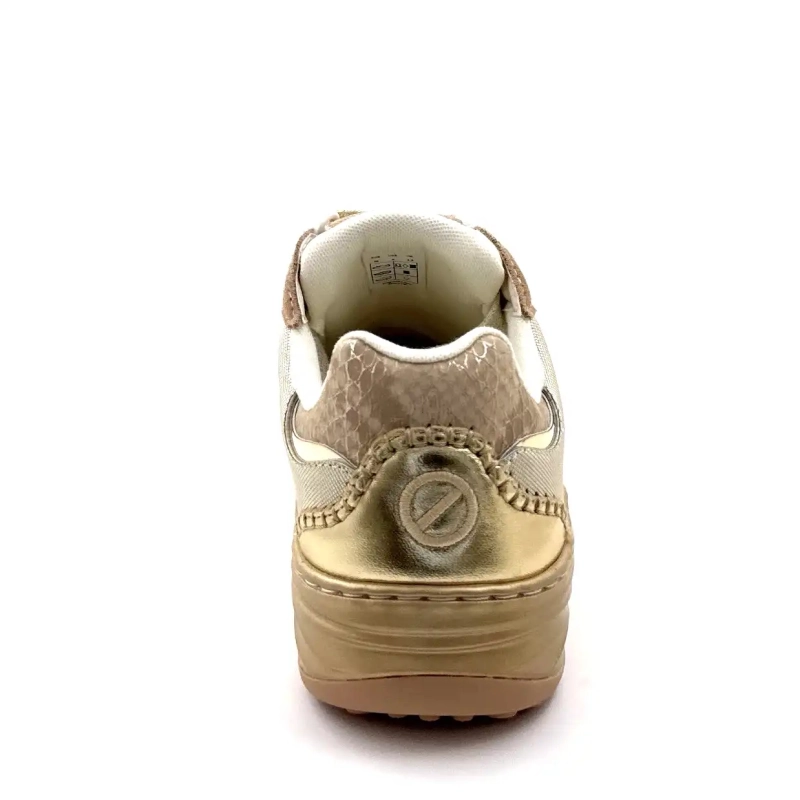 No Name Tyler Court Pelle, Pelle Scamosciata e Tessuto Oro, Beige e Bianco Ivoire Chaussures