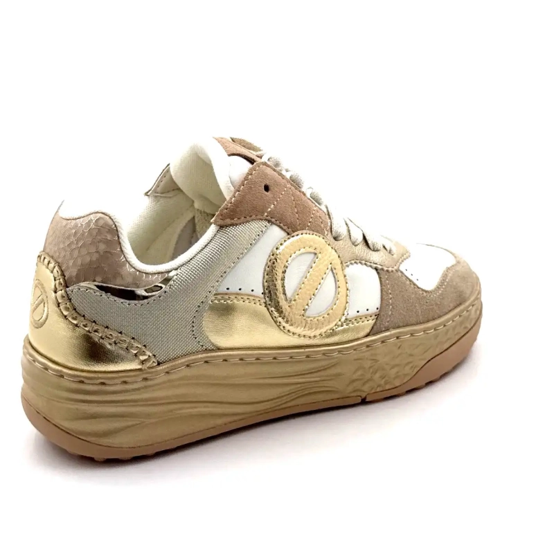 No Name Tyler Court Leer, Suède & Textiel Goud, Beige & Wit Ivoire Chaussures
