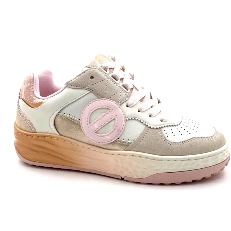 No Name Tyler Court Cuir, Daim & Textile Rose & Blanc Ivoire Chaussures