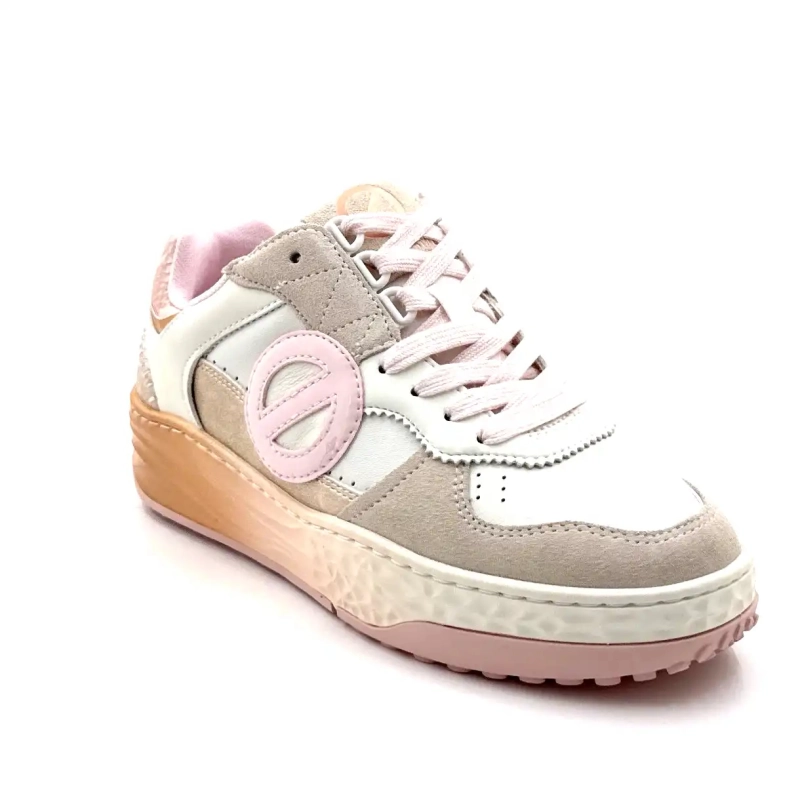No Name Tyler Court Piele, Piele întoarsă și Material textil Roz și alb Ivoire Chaussures