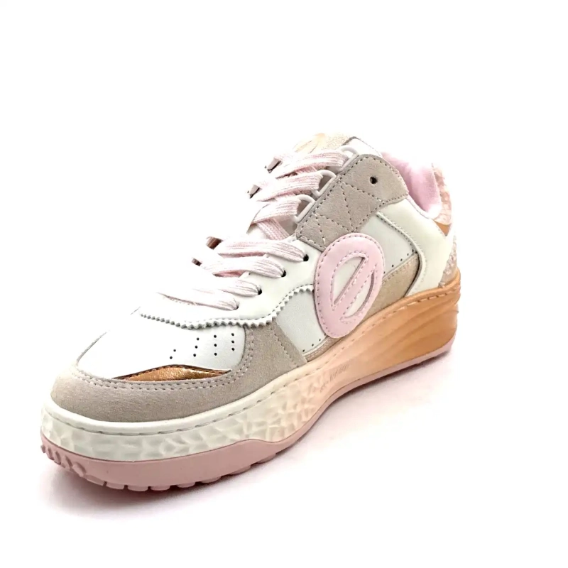 No Name Tyler Court Læder, Ruskind & Tekstil Pink & Hvid Ivoire Chaussures