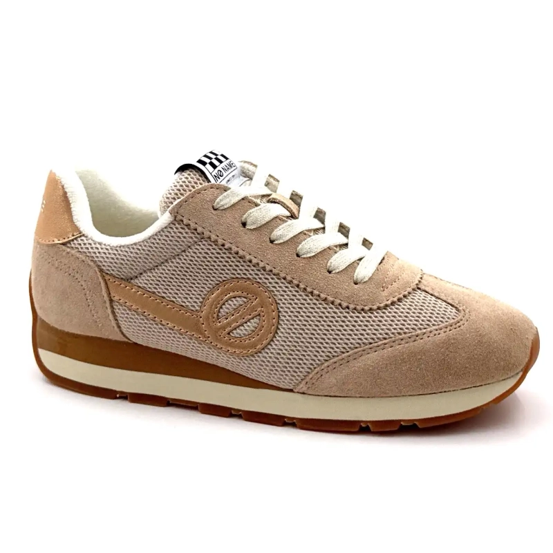 No Name City - Hardloopbroek van leer en textiel in beige en duinkleur Ivoire Chaussures