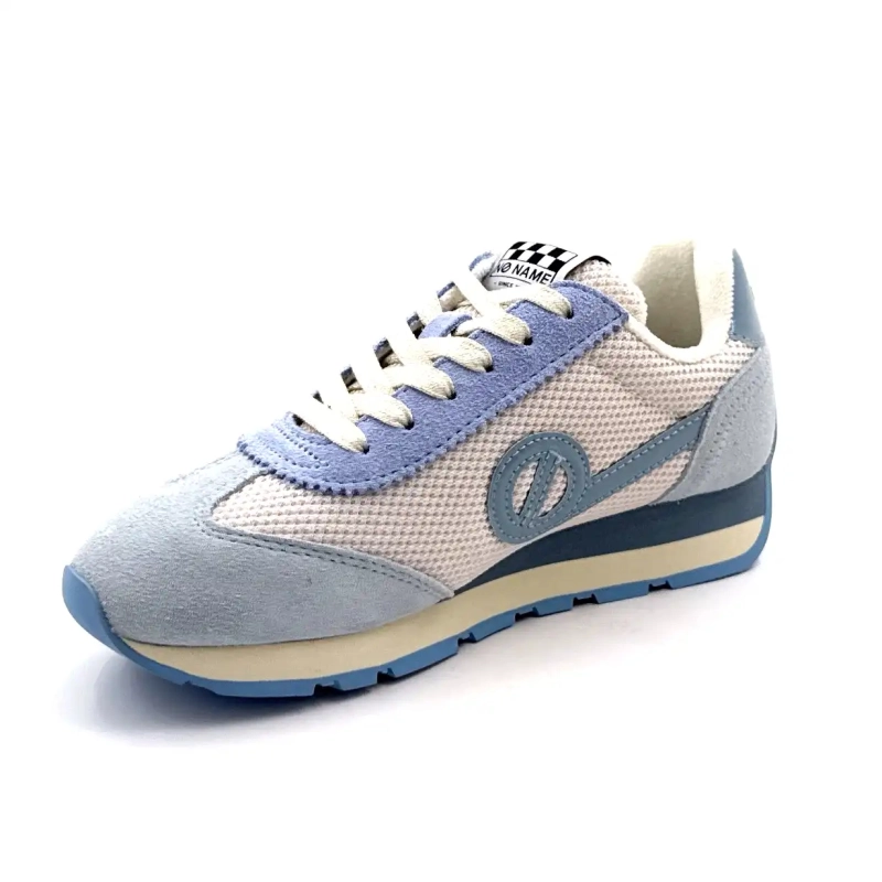 No Name City - Calça Jogger em Couro e Tecido Azul Celeste Ivoire Chaussures